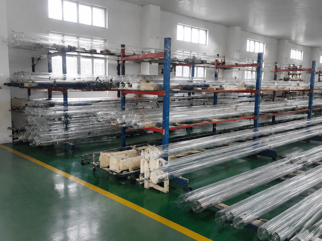 High purity quartz glass tube products manufactured by Crystal Dragon