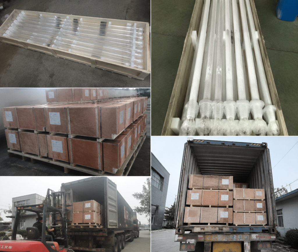 Secure packaging and shipping of customized quartz glass tubes