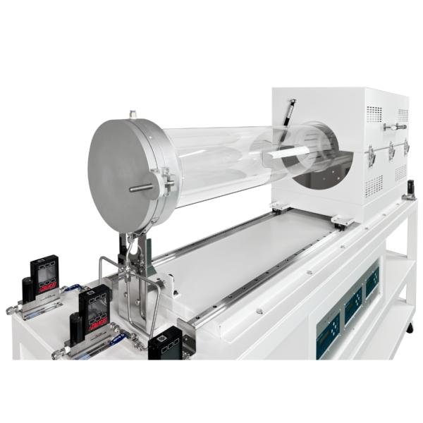Quartz glass tube manufacturing equipment in production factory