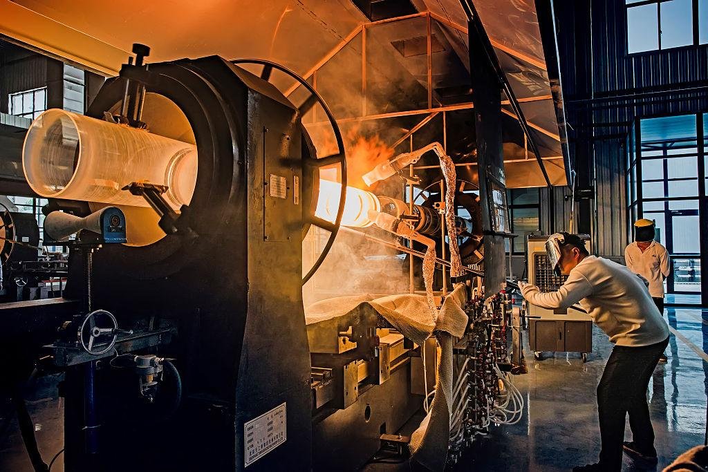 Quartz glass tube production workshop and manufacturing facility