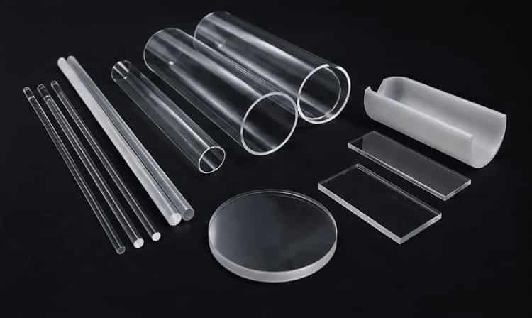 Custom quartz glass products including tubes, rods, plates and components