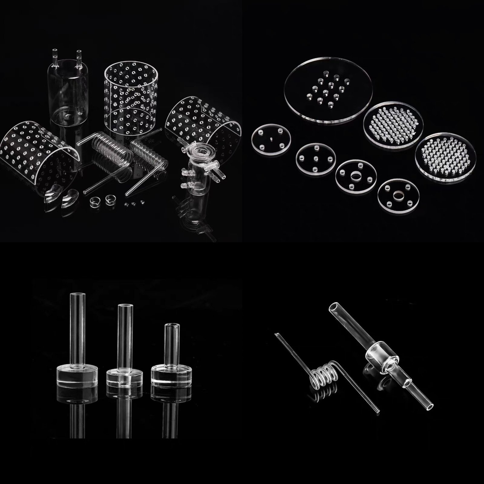 Semiconductor quartz glass components including quartz boats, rings and precision machined parts